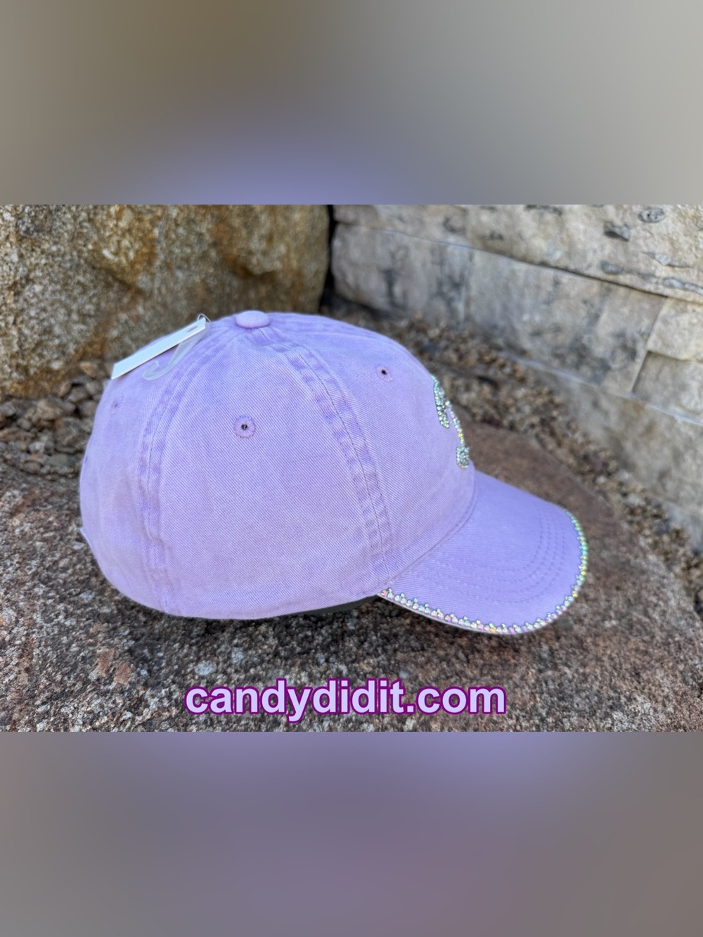 NWT Handmade Lavender Ball Cap Double C Silver Crystal Logo & Crystal Brim - Picture 8 of 11